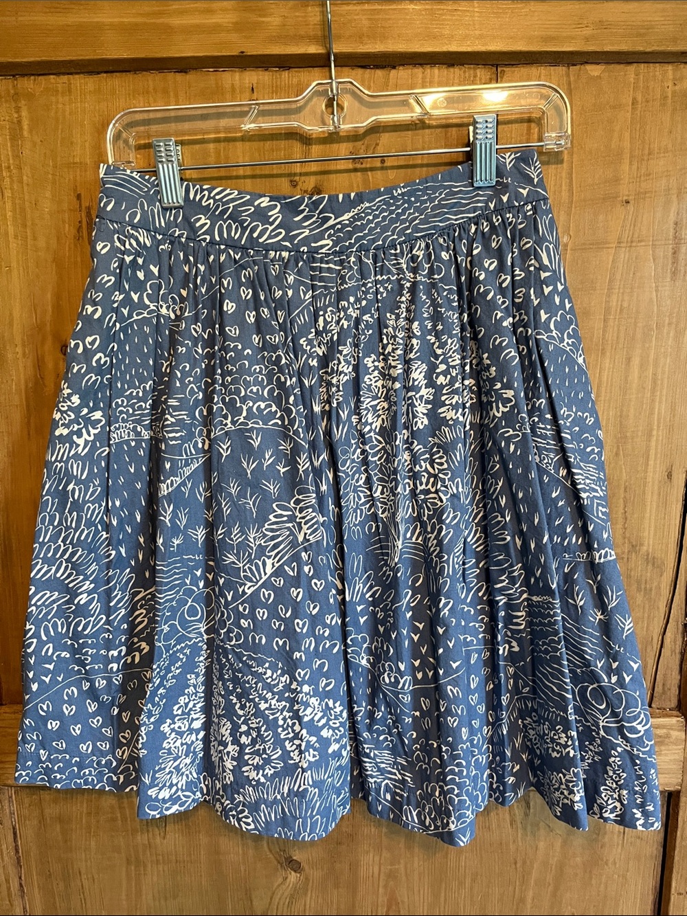 Boden Blue & White Scenic Print Skirt